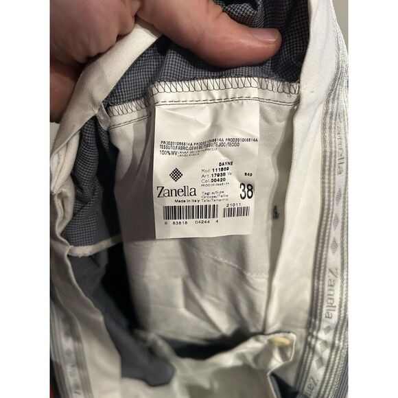 Zanella Mens Size 36 36x32 Blue Houndstooth Wool Dress Pants - Picture 9 of 9